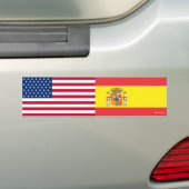 Bumpersticker Amerikaanse en Spaanse vlaggen (Op auto)