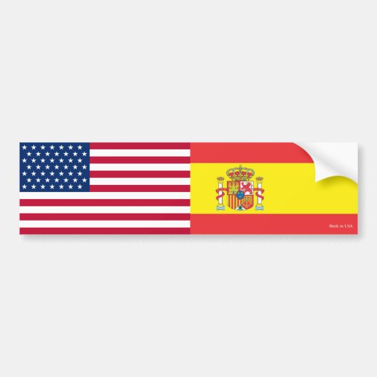 Bumpersticker Amerikaanse en Spaanse vlaggen (Voorkant)
