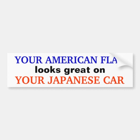 Bumpersticker "AMERIKAANSE VLAG/JAPANESE AUTO" (Voorkant)