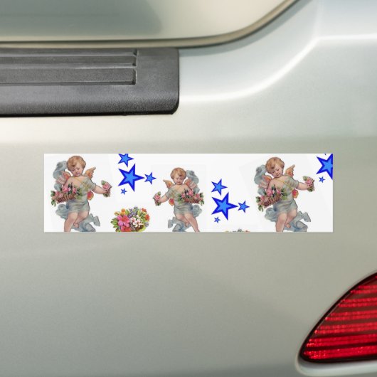Bumpersticker Angels Blue Stars (Op auto)