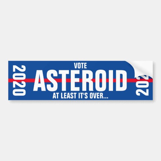 BUMPERSTICKER ASTEROID 2020. (Voorkant)