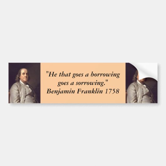 Bumpersticker: Benjamin Franklin over Debt Bumpersticker (Voorkant)