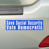 Bumpersticker "Bespaar sociale zekerheid" (Op auto)