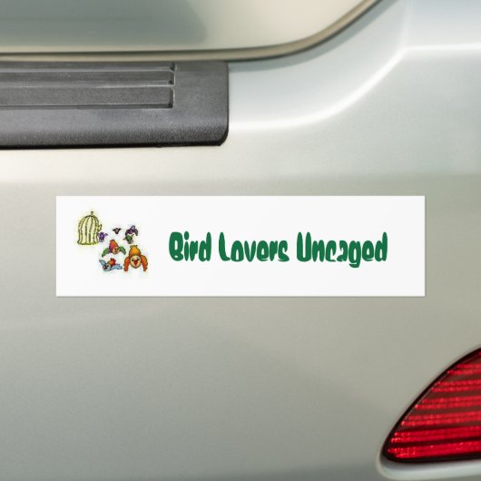 Bumpersticker Bird Lovers Uncaged (Op auto)