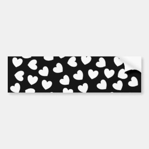 Bumpersticker Black White Hearts