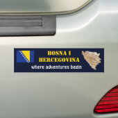 Bumpersticker Bosnië en Herzegovina vlag + kaart (Op auto)