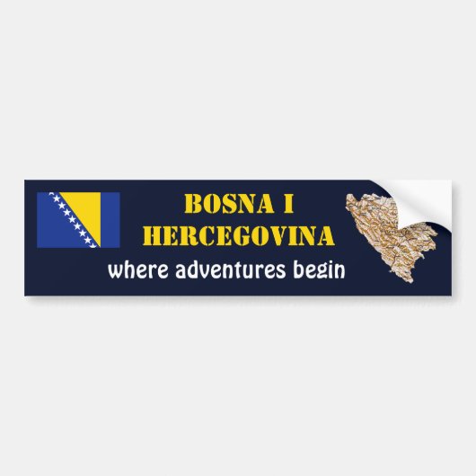 Bumpersticker Bosnië en Herzegovina vlag + kaart (Voorkant)