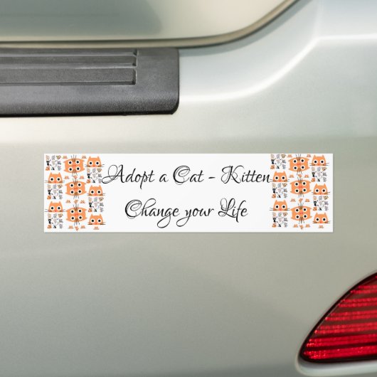Bumpersticker Cat Kitten adopteren (Op auto)