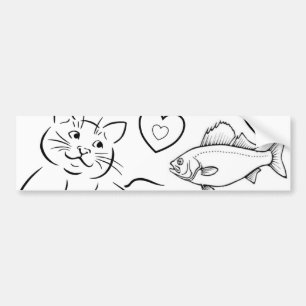 Bumpersticker Cat Kittens Fish