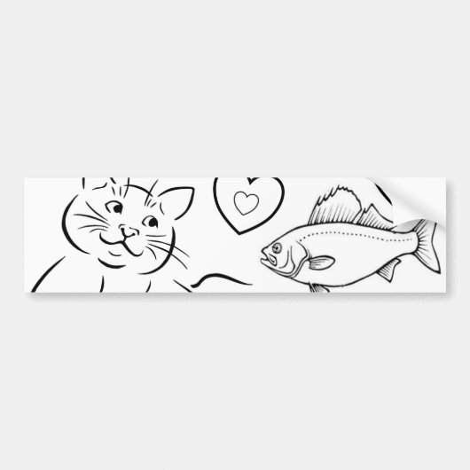 Bumpersticker Cat Kittens Fish (Voorkant)