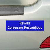 Bumpersticker "Coporate Personhood" intrekken (Op auto)