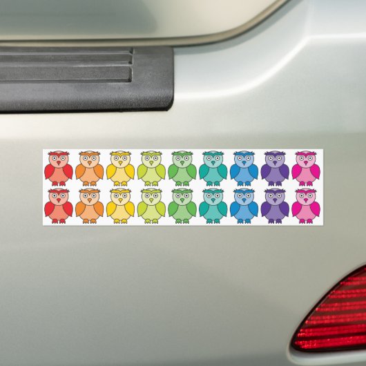 Bumpersticker - Cute Rainbow Owl Pattern (Op auto)
