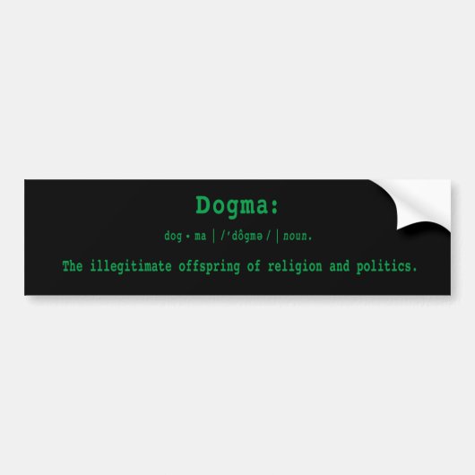 Bumpersticker: Definitie van Dogma Bumpersticker (Voorkant)