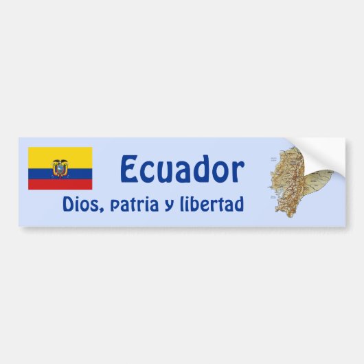 Bumpersticker Ecuador vlag en kaart (Voorkant)