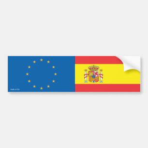 Bumpersticker Europese Unie en Spaanse vlag