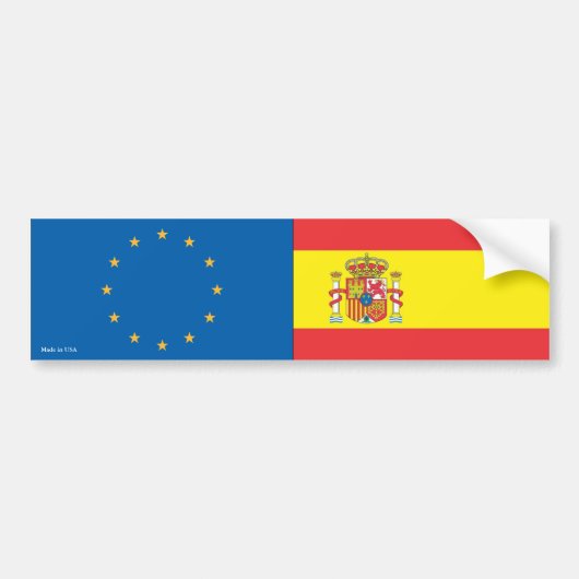 Bumpersticker Europese Unie en Spaanse vlag (Voorkant)