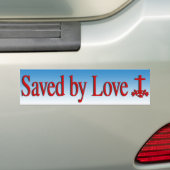 Bumpersticker Gered door Liefde (Op auto)