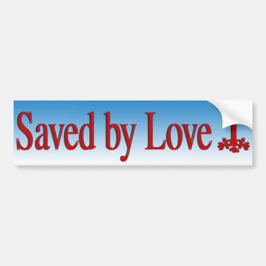 Bumpersticker Gered door Liefde (Voorkant)
