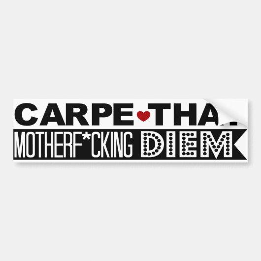 BUMPERSTICKER: Grijp Die V*ttige Dag! Bumpersticker (Voorkant)