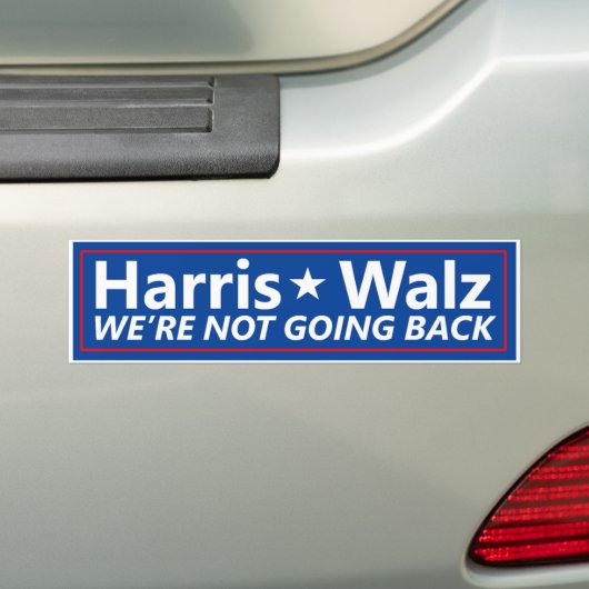 Bumpersticker Harris Walz: "We gaan niet terug" (Op auto)