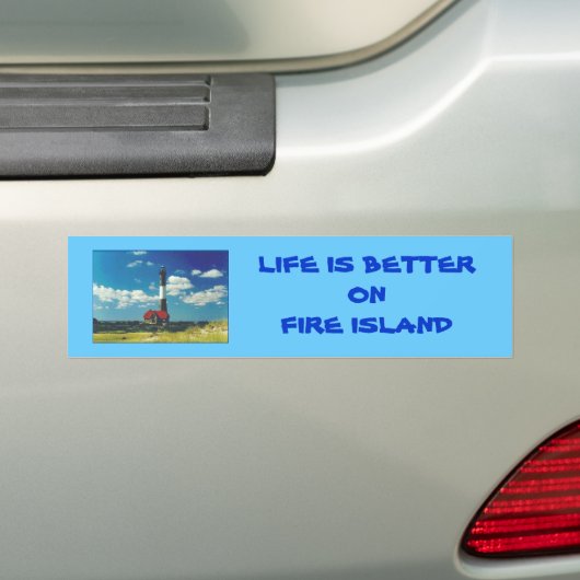 Bumpersticker "Het leven is beter op Fire Island" (Op auto)