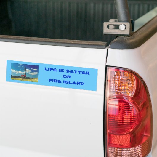 Bumpersticker "Het leven is beter op Fire Island" (Op Truck)