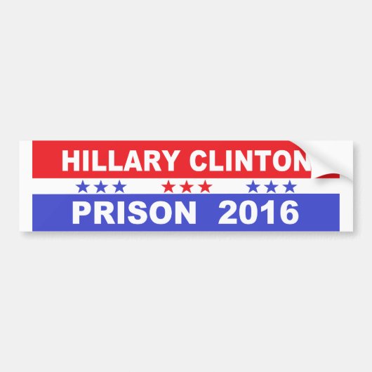 Bumpersticker Hillary Clinton gevangenis 2016 (Voorkant)