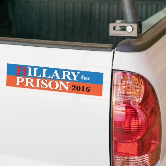 Bumpersticker "Hillary for Prison 2016" (Op Truck)