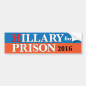 Bumpersticker "Hillary for Prison 2016" (Voorkant)