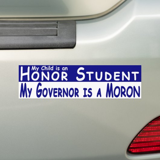Bumpersticker - Honor Student vs gouverneur (blauw (Op auto)