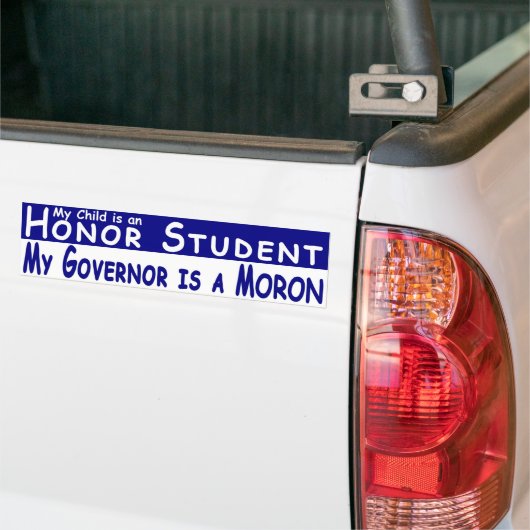 Bumpersticker - Honor Student vs gouverneur (blauw (Op Truck)