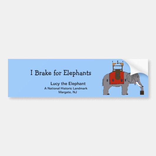 Bumpersticker "I Brake for Elephants" (Voorkant)