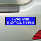 Bumpersticker "Ik heb vertrouwen in kritisch denke (Op auto)