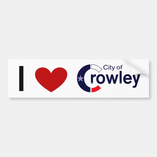 Bumpersticker - Ik hou van Crowley, TX (Voorkant)