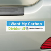 Bumpersticker: Ik wil mijn koolstofdividend Bumpersticker (Op auto)