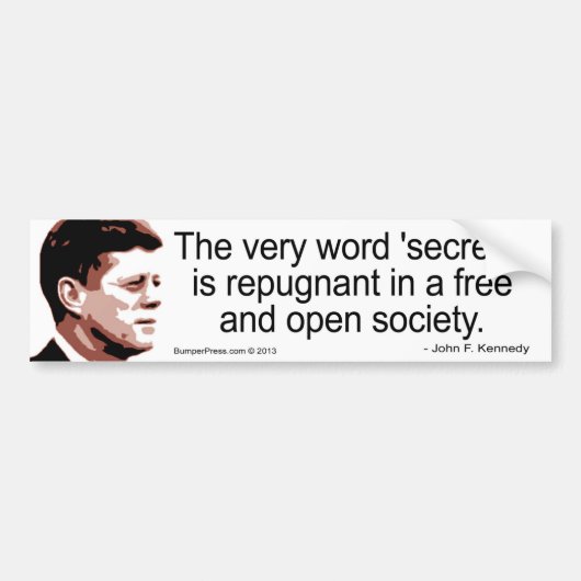 Bumpersticker JFK-geheimhoudingsquote (Voorkant)