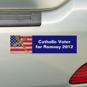Bumpersticker katholieke kiezer voor Romney 2012 (Op auto)
