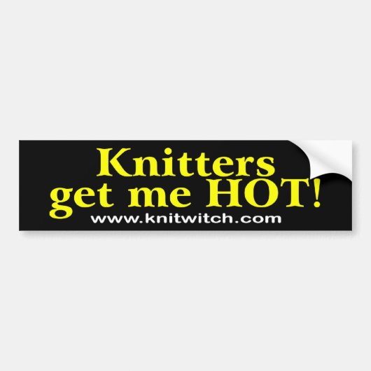 Bumpersticker - Knitters halen me HOT! (Voorkant)
