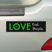Bumpersticker: Liefde God. Hou van mensen. Bumpersticker (Op auto)
