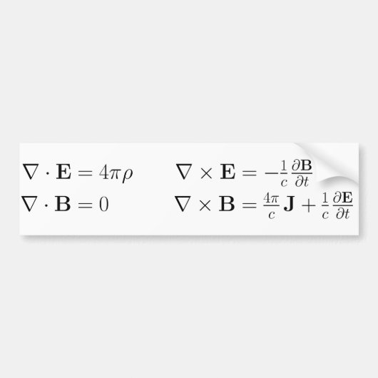 Bumpersticker, Maxwell's vergelijkingen Bumpersticker (Voorkant)