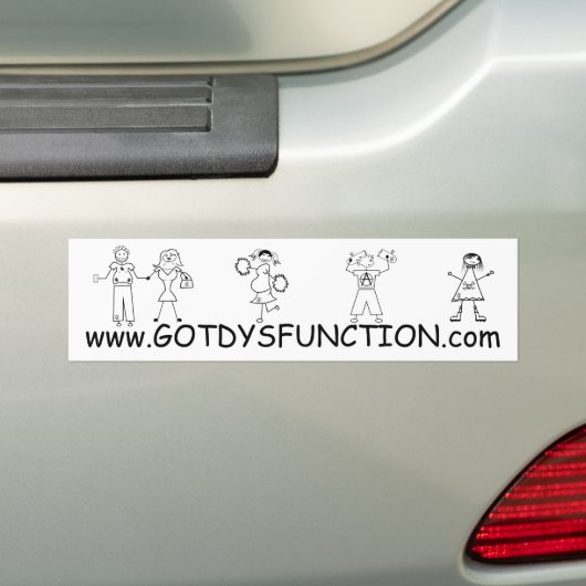bumpersticker met Dysfunction-website (Op auto)