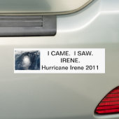 Bumpersticker met orkaan Irene. (Op auto)