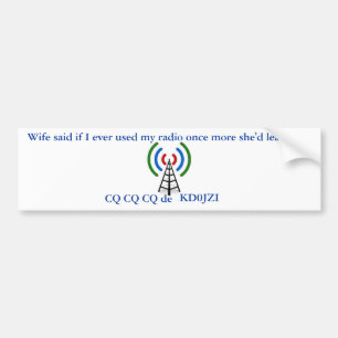 bumpersticker, met personele middelen, voor ham of bumpersticker