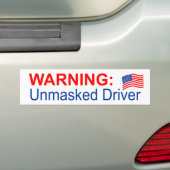 Bumpersticker met WAARSCHUWING: Niet-gemaskeerde d (Op auto)