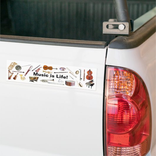 Bumpersticker "Music is Life" Instrument (Op Truck)