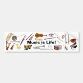 Bumpersticker "Music is Life" Instrument (Voorkant)