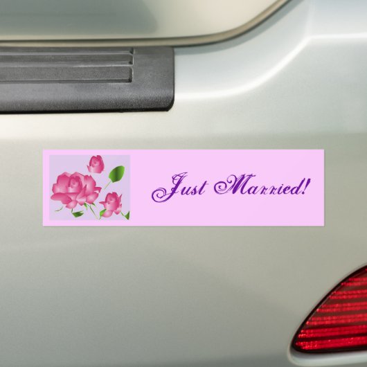 Bumpersticker "Net getrouwd" roze lavender Roos (Op auto)