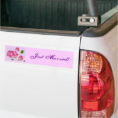 Bumpersticker "Net getrouwd" roze lavender Roos (Op Truck)