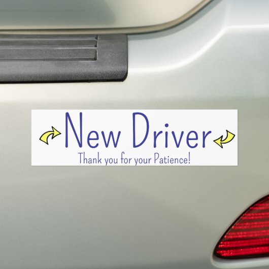 Bumpersticker Nieuwe bestuurder, dank u geduld  (Op auto)