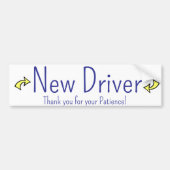 Bumpersticker Nieuwe bestuurder, dank u geduld  (Voorkant)